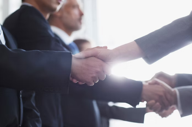 Work partners shaking hands